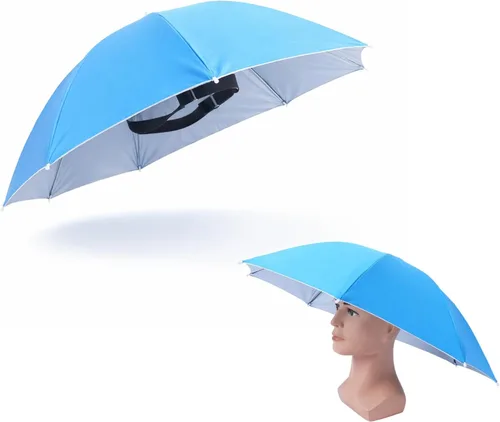Zerodis Paraguas, sombrero de paraguas para adultos, sombrero plegable para el sol, diadema para día lluvioso y soleado, para pesca al aire libre,
