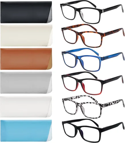 Miniatura 9 de SIGVAN Paquete de 6 lentes de lectura para mujeres y hombres, bloqueo de luz azul, bisagra de resorte, antifatiga ocular/deslumbramiento, lectores 6