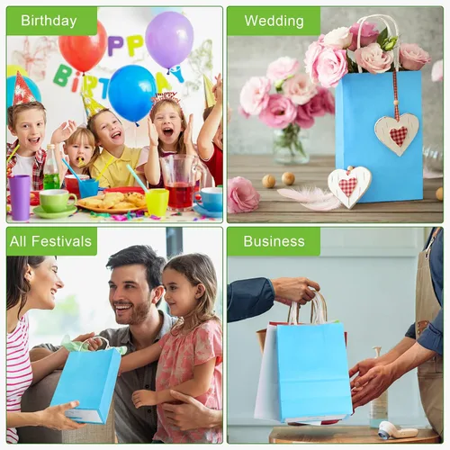 Miniatura 6 de SIMPLECOOL 25 bolsas de regalo de papel pequeñas con asas de 5.9 x 3.1 x 8.3 pulgadas, bolsas de regalo a granel para fiestas, cumpleaños, bodas
