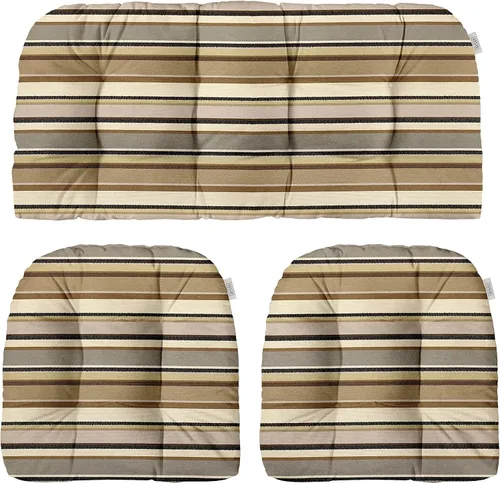 Miniatura 47 de RSH DECOR: Sunbrella - Juego de 3 cojines de mimbre copetudos 41 x 19 pulgadas y 19 x 19 pulgadas Fabricado con tela de rendimiento Sunbrella