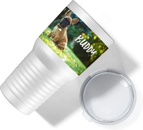 Miniatura 4 de Tazas con fotos personalizadas, vaso blanco de 30 onzas – Añade foto, logotipo, imagen o texto en tazas de café de acero inoxidable, vasos