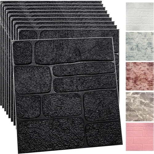 Miniatura 12 de 20PCS Paneles de Pared 3D de Espuma para Despegar y Pegar, Papel Tapiz de Ladrillo 3D para Despegar y Pegar, Panel de Pared de Piedra Falsa