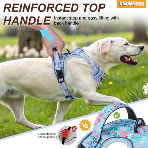 Miniatura 3 de BEAUTYZOO Arnés para perro sin tirones pequeño, juego de arnés y correa ajustable para perro - Fácil de usar con 3 hebillas/mango de control, arnés