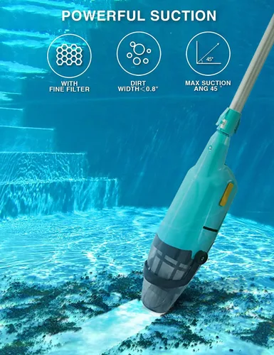 Miniatura 2 de Oxseryn Aspiradora de piscina inalámbrica de mano recargable con 60 minutos de tiempo de funcionamiento, perfecta para piscinas sobre el suelo