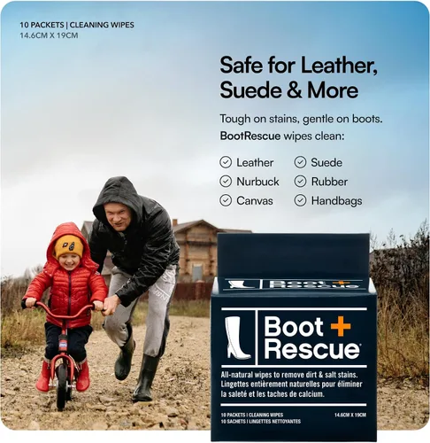 Miniatura 7 de Boot Rescue Toallitas de limpieza totalmente naturales. Elimina la suciedad y las manchas de sal dañinas de zapatos y botas de cuero y gamuza.