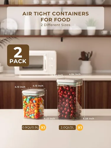 Miniatura 4 de Contenedores herméticos de almacenamiento de alimentos con tapas, contenedores de tapa emergente para organización de despensa, contenedores