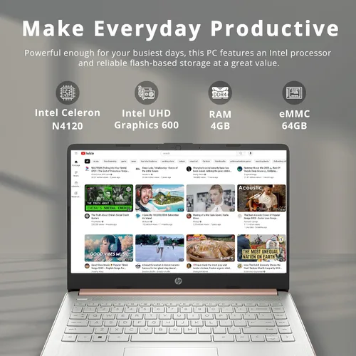 Miniatura 2 de HP 2022 Stream - Laptop BrightView HD de 14 pulgadas, Intel Celeron N4120, 4 GB de RAM, 64 GB SSD, gráficos Intel HD, cámara web 720p, 1 año Office