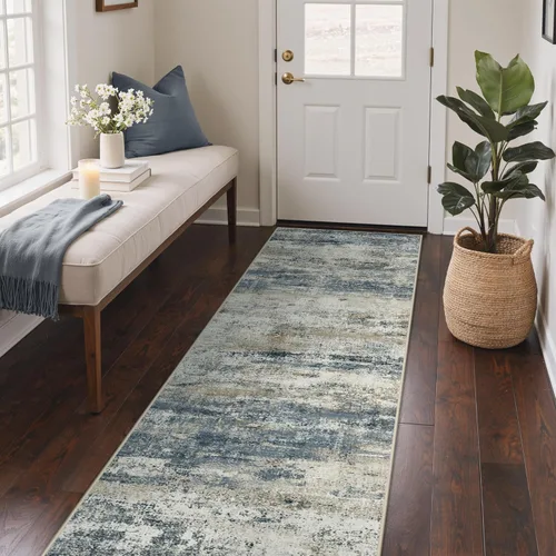 Miniatura 124 de GENIMO Alfombra antideslizante de 2 x 6 pies, lavable para pasillos de cocina, alfombras de cocina modernas abstractas, alfombra ligera de pelo bajo