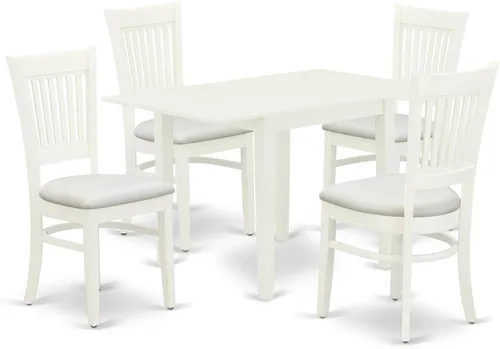 Miniatura 10 de East West Furniture NDVA3-LWH-C Juego de mesa y sillas de cocina de 3 piezas contiene una mesa de comedor rectangular con gotas y 2 sillas tapizadas