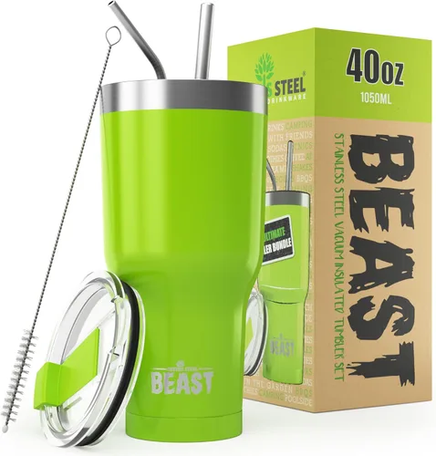 Miniatura 38 de Beast Vaso Térmico de 30 oz de Acero Inoxidable con Aislamiento al Vacío para Café y Hielo de Doble Pared Termo de Viaje (Rojo Arándano)