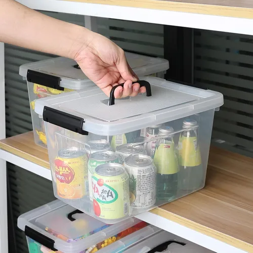 Miniatura 4 de Contenedores de almacenamiento de plástico de 12 cuartos de galón con tapas, caja de almacenamiento de plástico, 6 paquetes