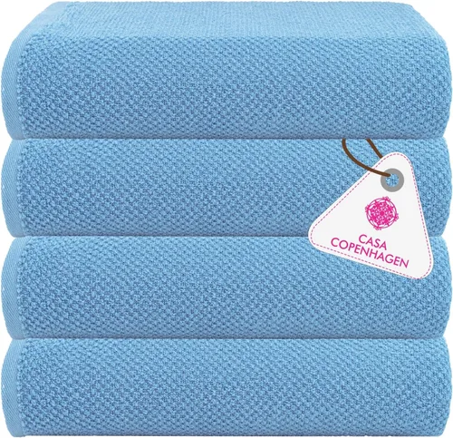 Miniatura 26 de CASA COPENHAGEN Solitaire 6Pcs 100% Egyptian Cotton Large Designer Towels Gift Set- Dusty Blue, 600GSM, 2Bath 2Hand 2Washcloths, Bath Towels for