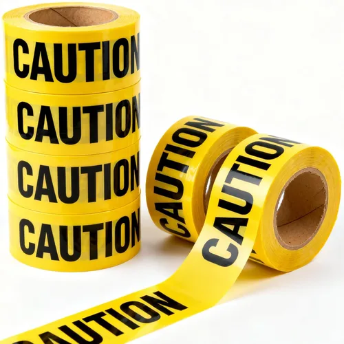 Miniatura 30 de Cinta amarilla brillante de precaución 3 x 1000 impresa en negro contrastante, 3 pulgadas. Ancha para la máxima legibilidad. Diseño resistente.