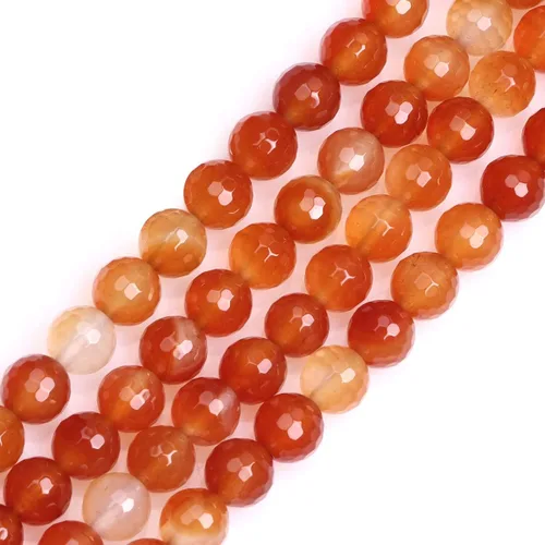 GEM-Inside - Cuentas sueltas de cornalina roja y naranja, cuentas de energía natural para hacer joyas, redondas, facetas de 0.315 in, 15 pulgadas