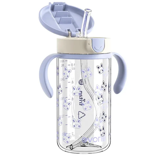Miniatura 16 de Evorie Tritan - Vaso para sorber con popote a prueba de derrames, 10 onzas para bebés y niños pequeños de 1 a 3 años, botella de agua con pajilla