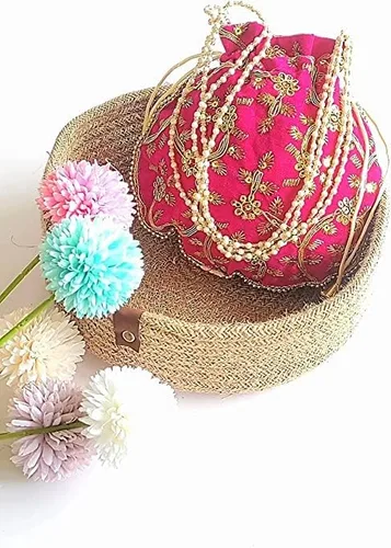 Miniatura 2 de PANACHE MERCHANT - Bolsa decorativa para mujer, bolsa Batwa con mango de perlas, bolso de mano para mujer