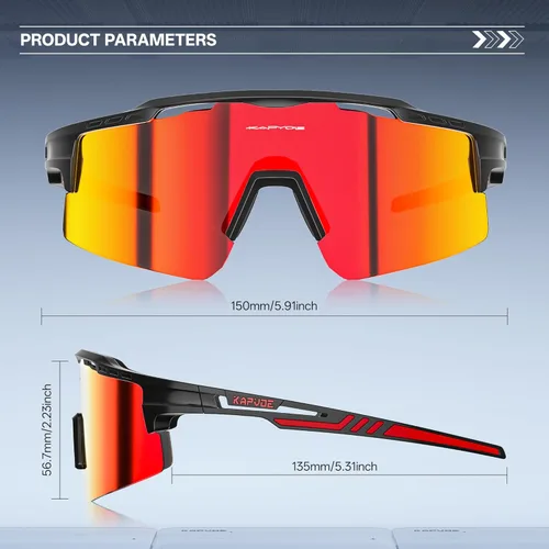 Miniatura 7 de KAPVOE Gafas de sol polarizadas para ciclismo y deportes, para hombres y mujeres, UV400 MTB para bicicleta de montaña con 3 lentes K75