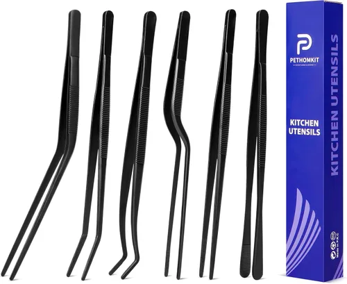 Miniatura 8 de Juego de pinzas de cocina, 6 pinzas de cocina, juego de pinzas de cocina de 6.3 pulgadas, pinzas culinarias de acero inoxidable para cocinero