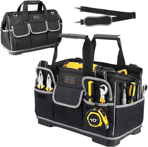 Bolsa de herramientas, Ounic, bolsa de herramientas grande de 20 pulgadas con boca ancha y base moldeada impermeable resistente, organizador de