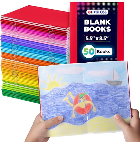 Miniatura 9 de Hygloss Libros en blanco – Paquete de 10 unidades – 5.5 x 8.5 pulgadas A5 colores surtidos – Libros en blanco de tapa blanda para que los niños