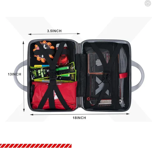 Miniatura 7 de KITGO Kit de Emergencia para Automóvil en Carretera (137 Piezas), con Cable Puente, Kit de Rescate de Seguridad Vial para Automóvil, Kit de Negro