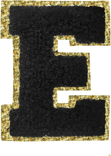 Miniatura 160 de Parches de letras termo-adhesivas de felpilla para chaquetas, parches de letras universitarias con brillantina para planchar en la letra azul A