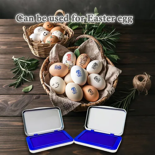 Miniatura 5 de 2 almohadillas de tinta para sello de fecha de huevo, 2.95 x 2.16 pulgadas, para huevos frescos (azul)