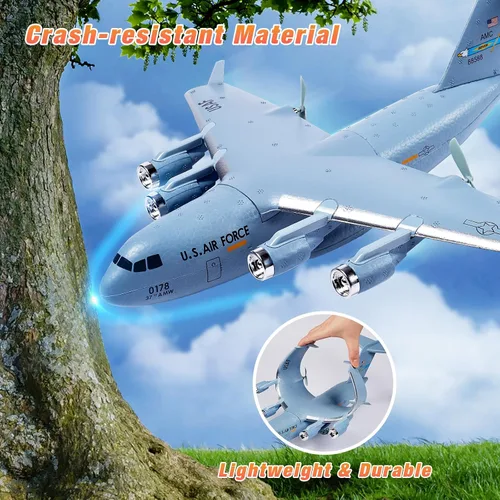 Miniatura 6 de Avión RC, Avión RC de 2 Canales Listo para Volar, Avión de Control Remoto C-17 de 2.4GHz con Estabilizador de Giroscopio de 6 Ejes Globemaster III