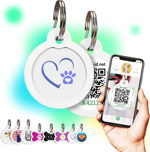 Miniatura 8 de Placa de identificación de perro con código QR, placa de identificación de mascota silenciosa grabada con perfil en línea («Bingo Bone»)