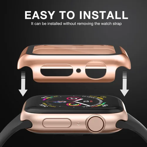Miniatura 4 de Adepoy Paquete de 8 fundas con protector de pantalla de vidrio templado compatible con Apple Watch SE3 SE2 SE Series 6/5/4 de 1.575 pulgadas
