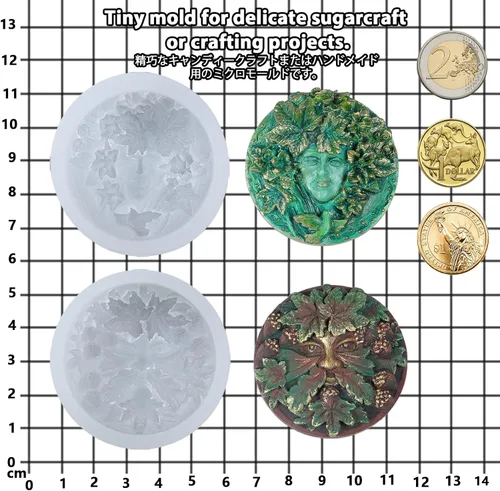 Miniatura 6 de Greenman and Greenwoman - Juego de moldes de silicona para escultura de placa para decoración de pasteles de fondant, resina epoxi, fundición