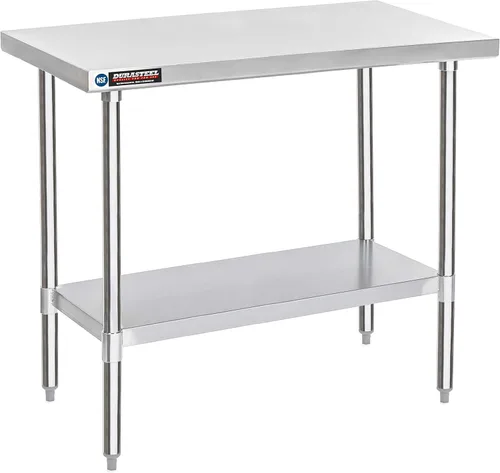 Miniatura 72 de DuraSteel Carrito de acero inoxidable NSF de 30 x 72 pulgadas, mesa de preparación de alimentos resistente con estante inferior, isla de cocina