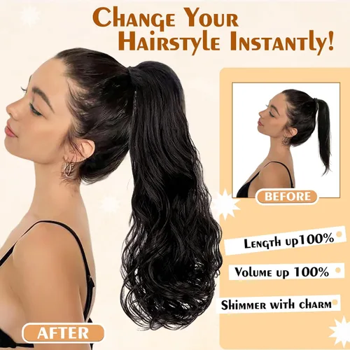 Miniatura 4 de Extensión de cola de caballo de 18 pulgadas, extensiones de cola de caballo sintéticas de aspecto natural, extensiones de cabello para mujer, rubio