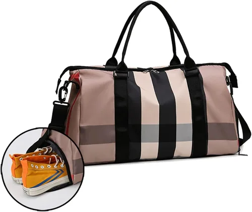 Miniatura 3 de GULRUH Bolsa de gimnasio, bolsas de gimnasio para mujeres y hombres con bolsillo para zapatos, de nailon, grande, a la moda, para viajes