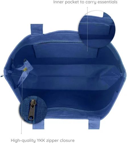 Miniatura 129 de Ecoright Bolsa de lona estética para mujer, bolsa grande con cremallera y bolsillo, bolsa de mano para mujer, para yoga, trabajo, playa