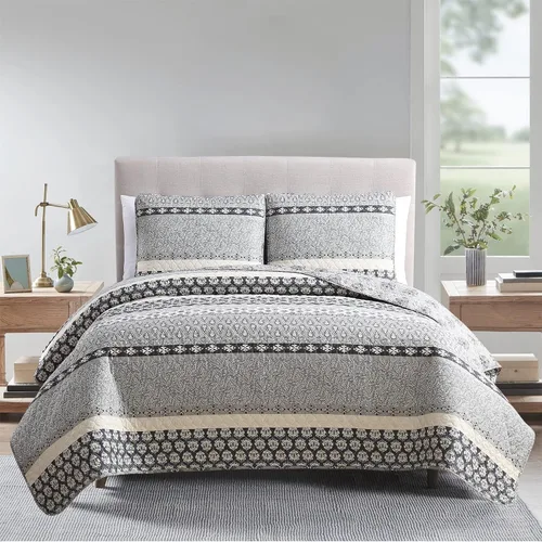 Miniatura 10 de SCHNAUZER HOME Juego de edredón tamaño King de 3 piezas, juego de ropa de cama con estampado de Bailey, juego de colcha ligera y suave reversible