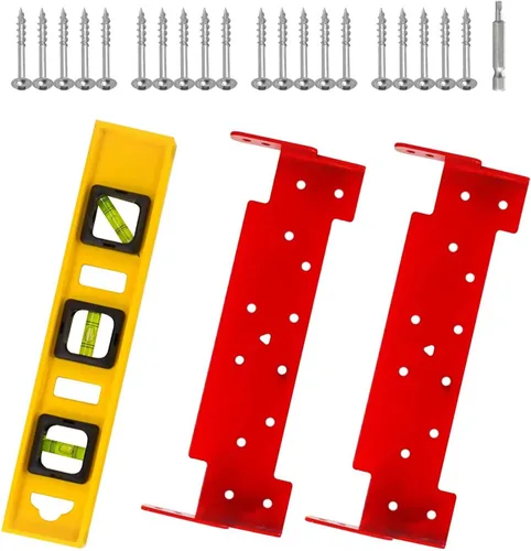 Miniatura 7 de Zozen Soportes Metálicos de Carril Guía para Aserradero de Motosierra, Paquete de 2 Soportes con Nivel y Tornillos, Utilizados para Madera de 2x4