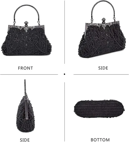 Miniatura 6 de Selighting Bolsos de noche con cuentas vintage de los años 20 para mujer, bolso formal de boda, boda, bolso de mano de graduación, cóctel, fiesta