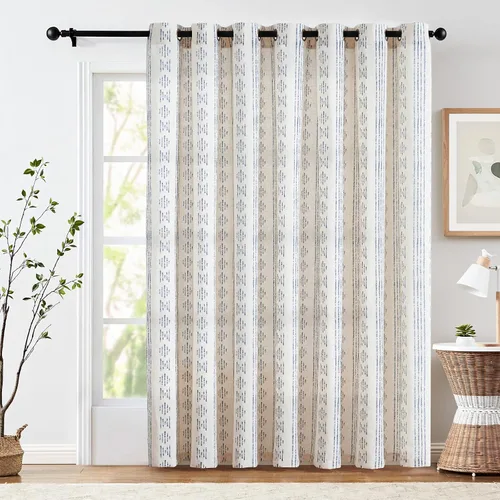 Miniatura 13 de jinchan Cortinas bohemias a rayas para sala de estar, cortinas de lino estilo granja de 63 pulgadas de largo, 2 paneles para dormitorio, mudcloth