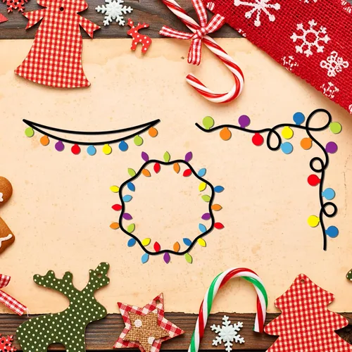 Miniatura 7 de GLOBLELAND 3 juegos de troqueles de corte de luces de Navidad para álbumes de recortes, tira de luces de metal, troquelados, plantillas de estampado