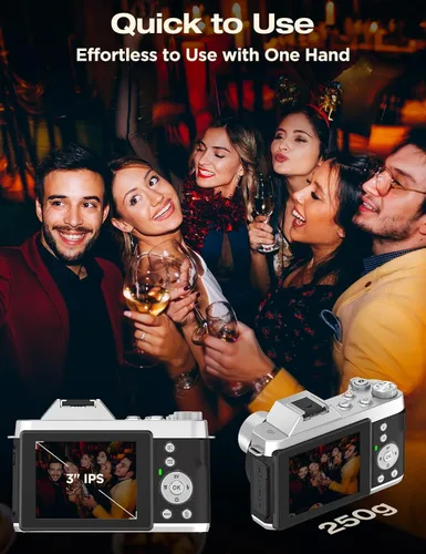 Miniatura 6 de Cámara Digital Retro Vintage 4K: Cámara de 64MP con Pantalla IPS Retro de 3 Pulgadas, Zoom Óptico 6X, WiFi, Enfoque Automático Recargable