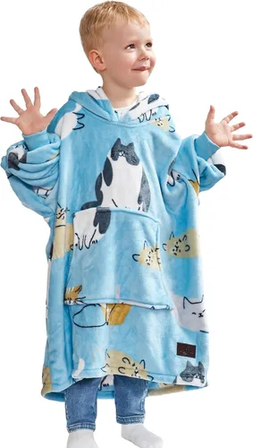 Miniatura 20 de Catalonia - Sudadera con capucha de gran tamaño para niños, sudadera de forro polar portátil con bolsillo frontal grande, para niños de 4 a 12 años