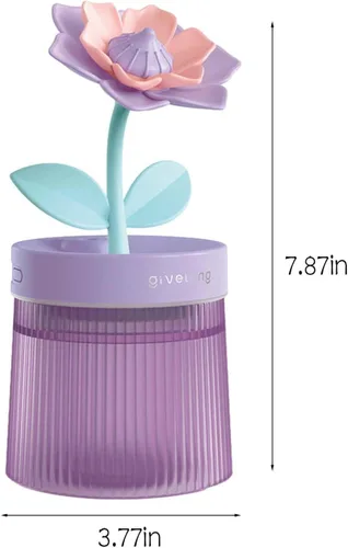 Miniatura 7 de Humidificador de niebla fría de 8.8 fl oz con linda flor, humidificador USB con luz, difusor de aceite esencial, difusor de aceite de aromaterapia