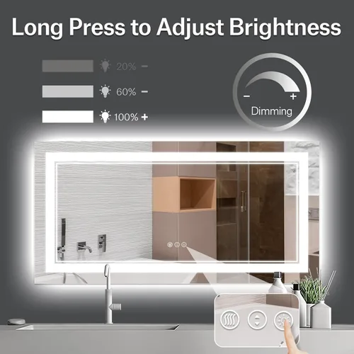 Miniatura 3 de Espejo de baño LED de 72 x 36 pulgadas, retroiluminado y frontal iluminado, espejo de tocador grande iluminado con luces, antiniebla, regulable
