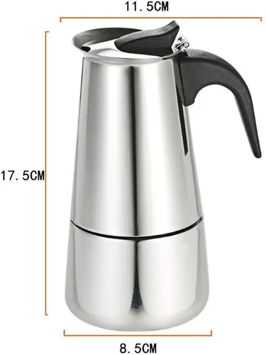 Miniatura 3 de Juego de cafetera espresso portátil de 6.8 fl oz, olla moka de acero inoxidable de 7 onzas con estufa eléctrica para oficina en casa, cafeterías