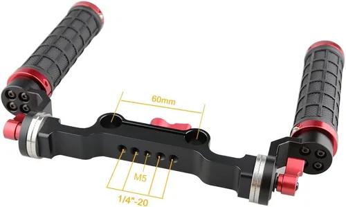 Miniatura 3 de CAMVATE Soporte de hombro con mango de goma con accesorio estándar de roseta para DSLR (rojo, rosca M6, 1.252 in) - 1472