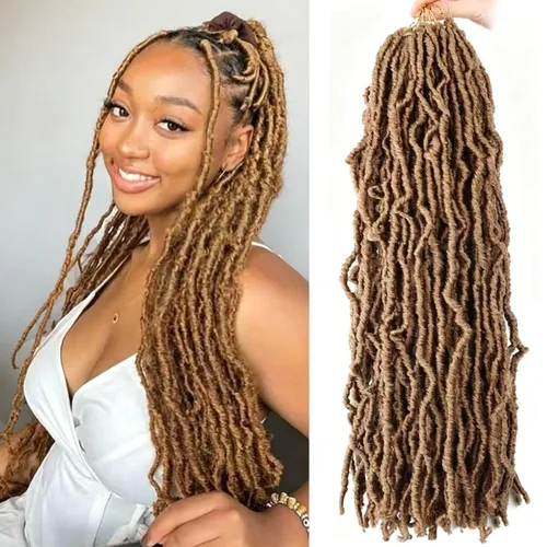 Miniatura 35 de 6 Paquetes Soft Locs Cabello de Ganchillo Pre Looped Faux Locs Trenzas de Ganchillo Goddess Locs Dreadlocs Cabello Sintético Para Mujeres Negras 1b