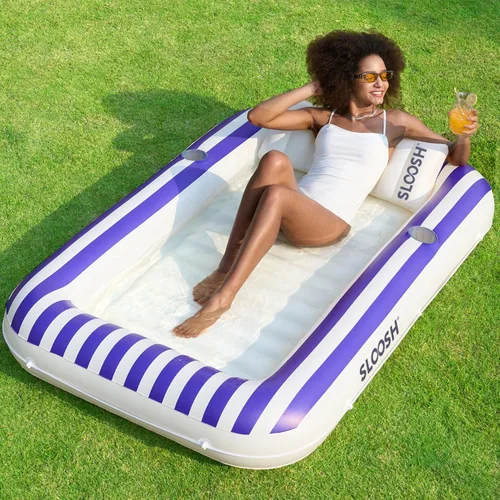 Miniatura 15 de SLOOSH Inflatable Tanning Pool Lounger Float, 70" x 46" Pool Floats Adult with Pillow, 4 in 1 Suntan Tub Raft Floatie,Sunbathing Bed Lounge for