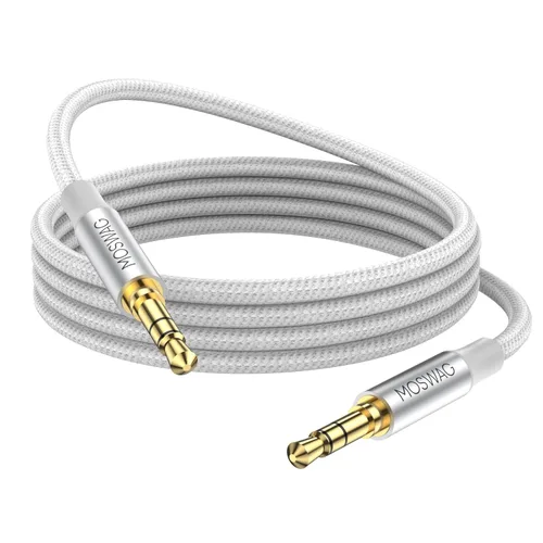 Miniatura 8 de MOSWAG Cable auxiliar de audio de 16.4 pies/16.4 ft de 0.138 in a cable auxiliar macho a macho, cable auxiliar de nailon trenzado para teléfonos