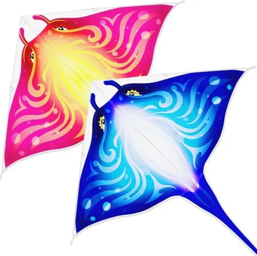 Miniatura 11 de Mint's Colorful Life Cometa de pez diablo para niños y adultos, fácil de volar, cometa Delta de una línea grande, mango de cometa incluido